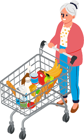 Señora con carrito de lácteos en el formulario